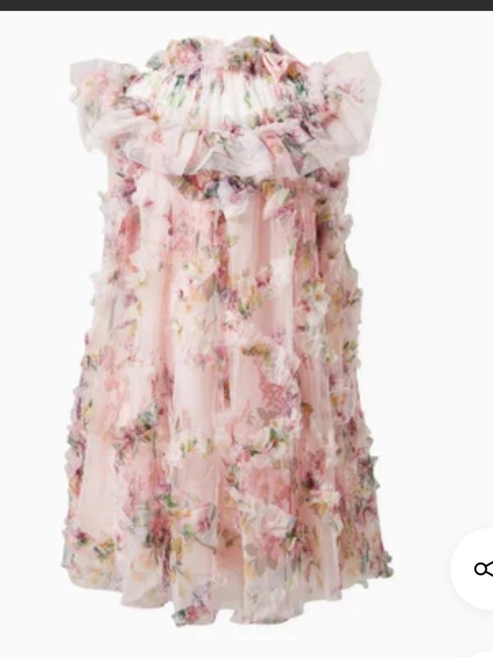 Pink Floral Ruffle Girls' Dress - Elegant Party Dress - Picture 3 of 6